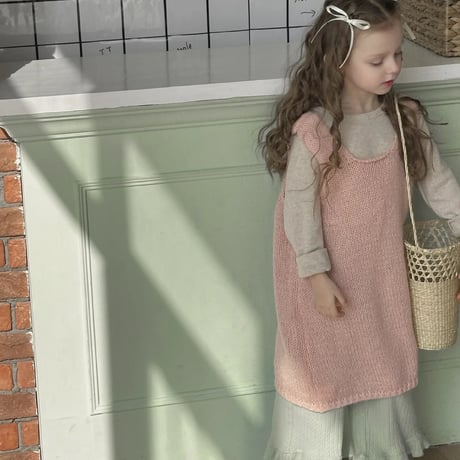kids Spring pinkニットワンピースコーデ(4039)