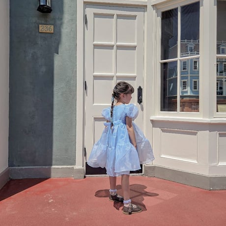 kids ice blue/pinkシフォンチュールドレス(1562)