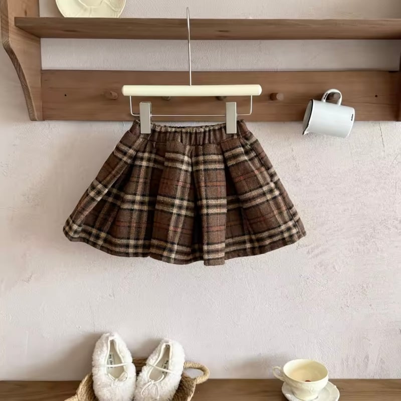 秋冬ブラウンチェックスカート(982) | こどもふく🧸mocokids
