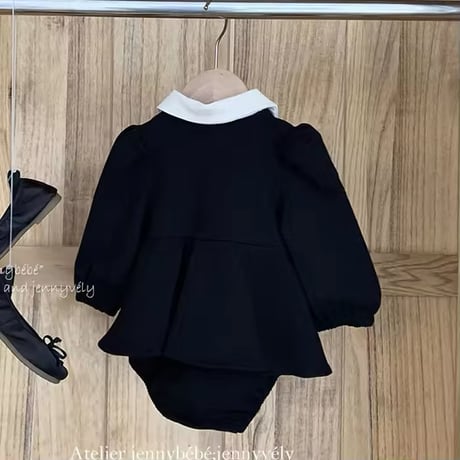jennybebeモノトーンパールボタンフォーマルスカートロンパース(815)