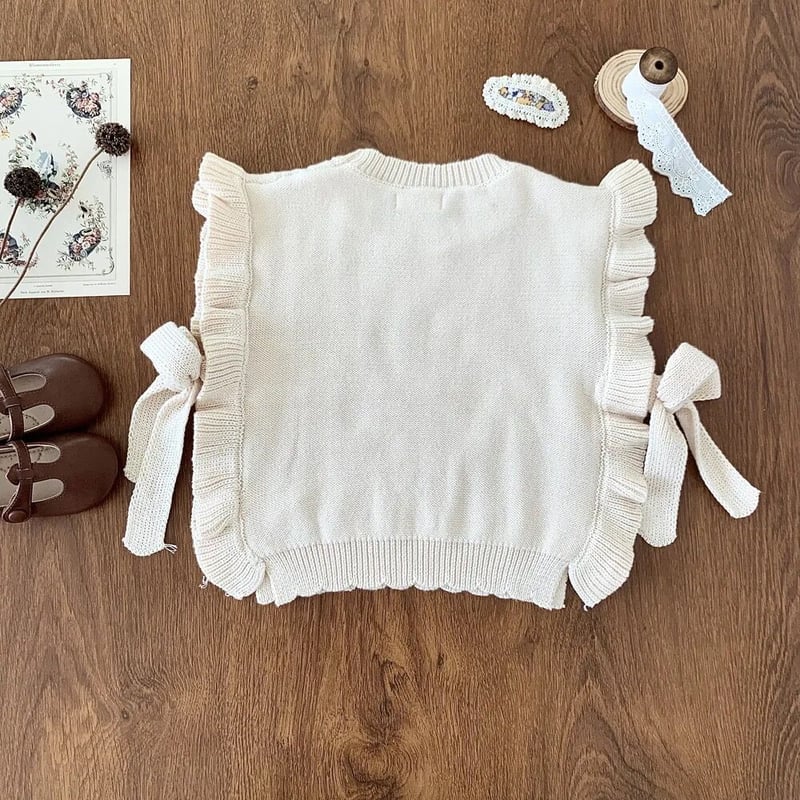 ケーブル編みフリルニットベスト(3288) | こどもふく🧸mocokids