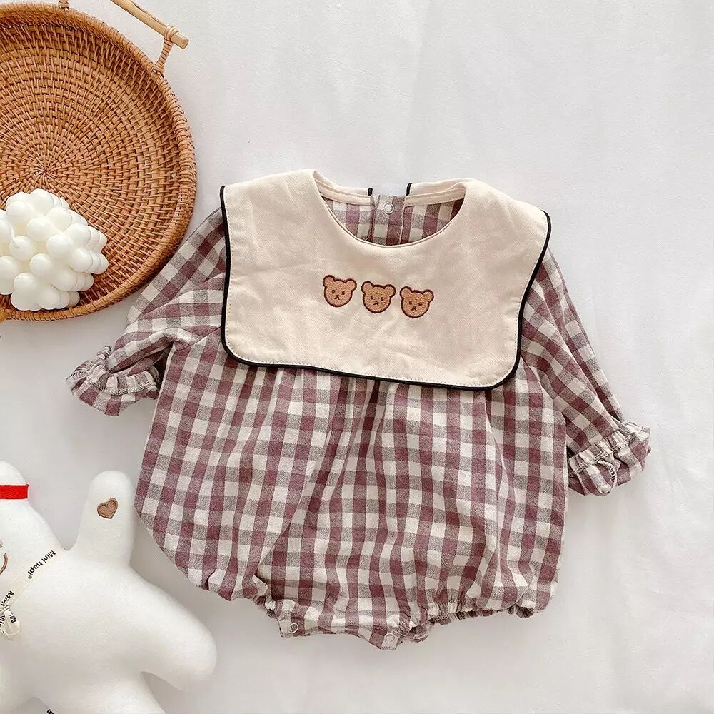 【non22さま】vintage ❀ 茶色いギンガムチェックおズボン クマさん non22さま】vintage ❀ 茶色いギンガムチェックおズボン クマ