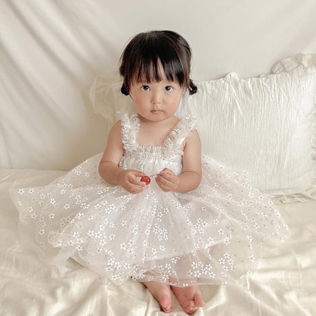 6color white flowerチュールドレス(328)