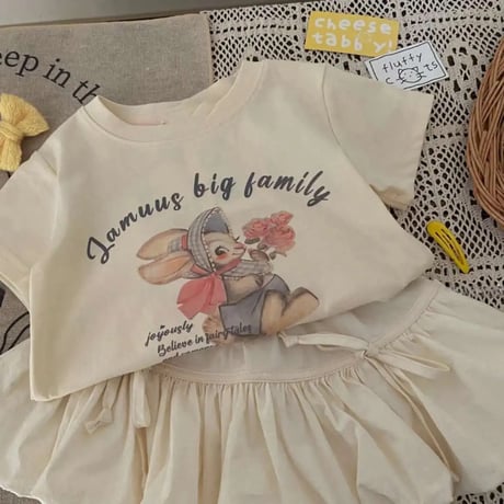 kids tシャツ×バルーンスカート甘カジコーデ(4104)