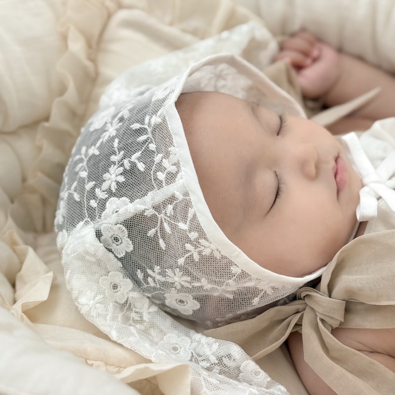 うさ耳レースボンネット(1568) | こどもふく moco kids