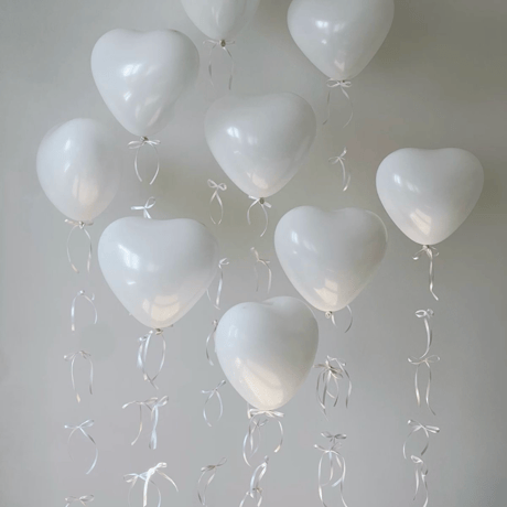 whiteハート風船12コset(1417)