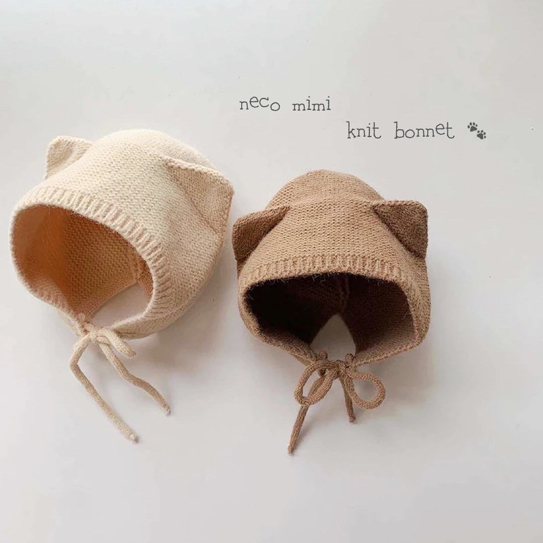 ねこ耳ニットボンネット(220) | こどもふく moco kids ねこ耳ニットボンネット(220) | こどもふく moco kids