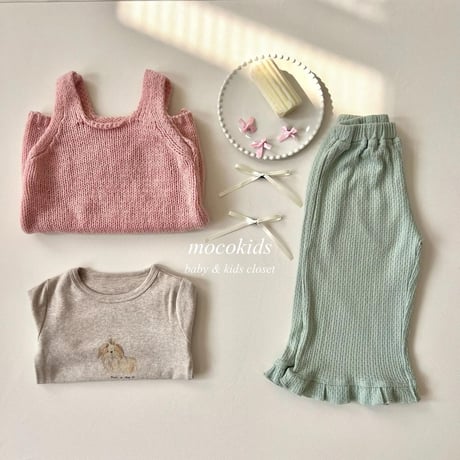 kids Spring pinkニットワンピースコーデ(4039)