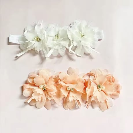 white/pink ベビーヘッドフラワーアクセサリー(1157)