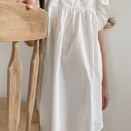 kids white/purpleショルダーフリル無地ワンピース(4153)