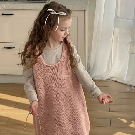 kids Spring pinkニットワンピースコーデ(4039)
