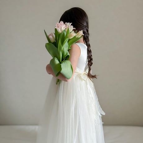 3D floral long lengthチュールドレス(3396)