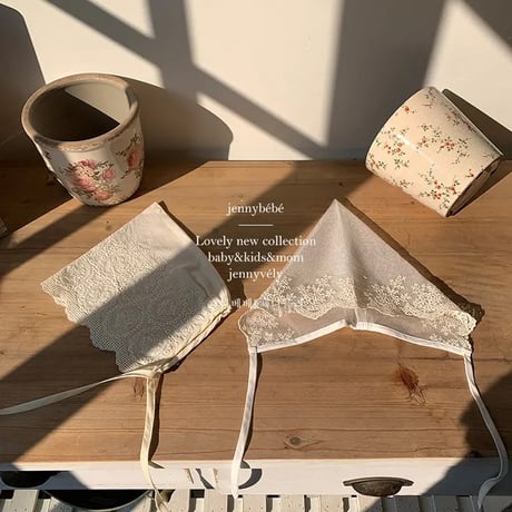 jennybebe cotton×meshレースボンネット(533)
