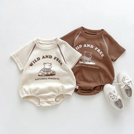 ワッフルくまwild and freeロンパース(3070)