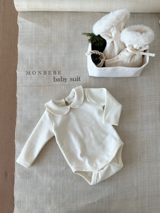 即納【monbebe】Basic collar rompers (mo44) | こどもふく