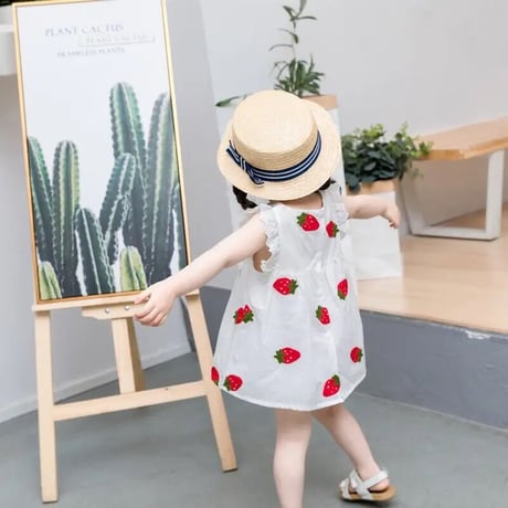 即納◆いちご刺繍ワンピース(382)