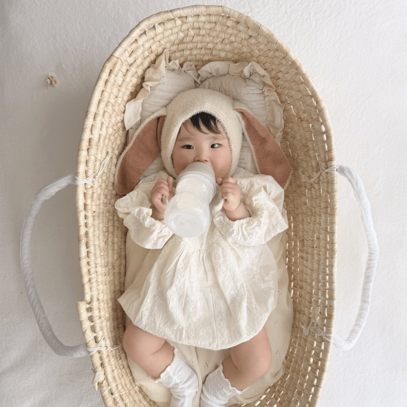 即納あり◇うさ耳ふんわりロング耳ボンネット(219) | こどもふく🧸mocokids