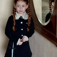 kids black/gray sparkly collarハートボタンカーディガン(2030)