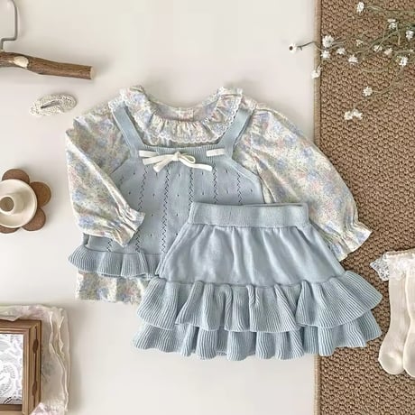 pastel blue×purple アイレットキャミニットセットアップ(1096)