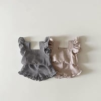 2color スクエアネックフリルギンガムチェックセットアップ(2202)