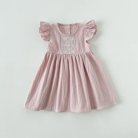 kids 3color パステルショルダーフリルワンピース(4075)