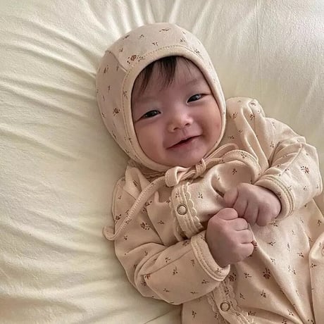 ボンネット付き花柄orブラウンフロントボタンロンパース(2454)
