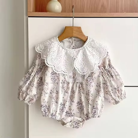 姉妹お揃いヴィンテージローズレースcollarロンパースorワンピース(2031)