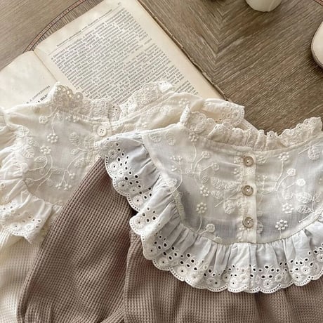 lace switching ワッフルロンパース(3291)