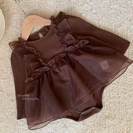 jennybebe chocolateシフォンチュールスカートロンパース(1172)