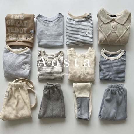 即納【Aosta】stripe Tshirt (a32)