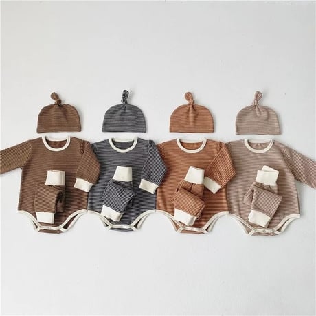 即納◆6color ストライプコットン3点セット(946)