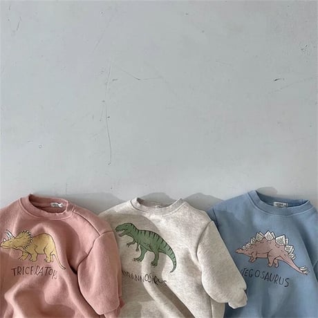 ステゴサウルス×トリケラトプス×ティラノサウルス裏起毛ロンパース(2397)