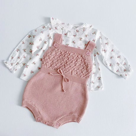pink/mint diamondニットサロペット(636)
