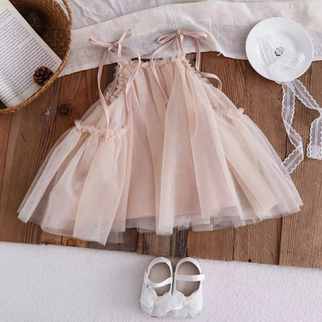 beige pink / light green サイドギャザーキャミワンピース(924)