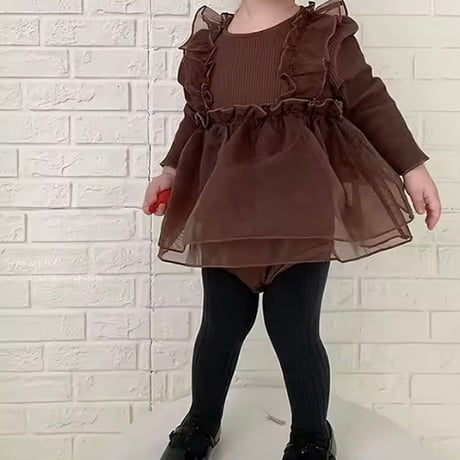 jennybebe chocolateシフォンチュールスカートロンパース(1172)