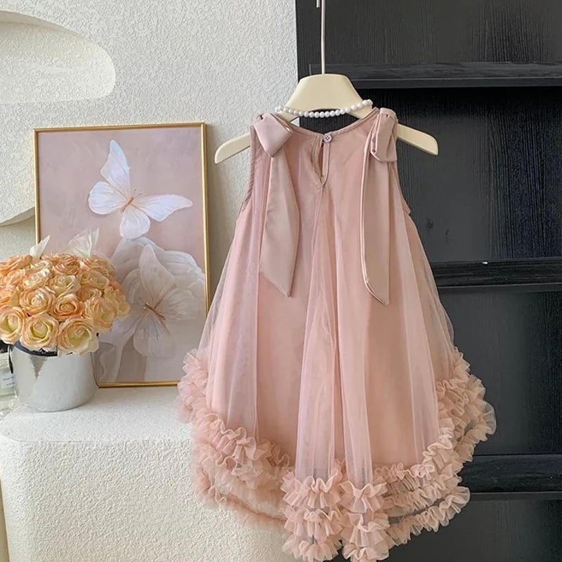 kids pink / mint ショルダーリボンAラインチュチュドレス(4154 kids pink / mint ショルダーリボンAラインチュチュドレス(4154