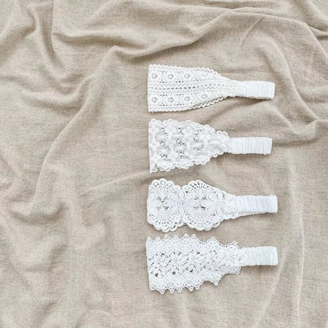 8pattern white × apricotベビーヘッドバンド(190)