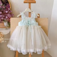 kids パステルグリーンツートーンチュールドレス(2250)