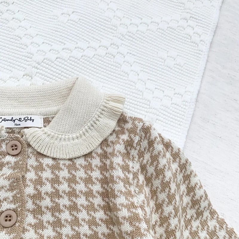 千鳥柄フリル襟ニットセットアップ(3359) | こどもふく🧸mocokids