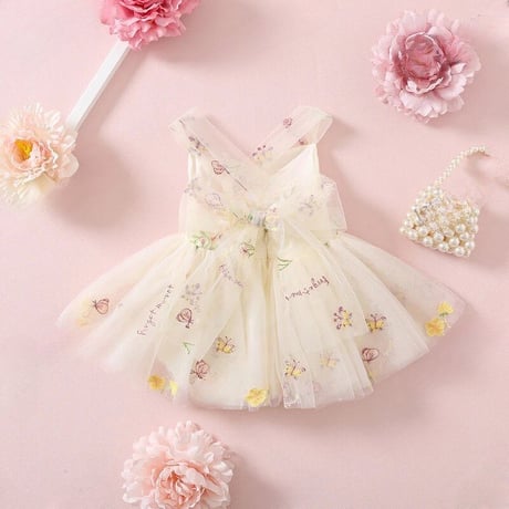 9color flower gardenキャミリボンチュールロンパースドレス(525)