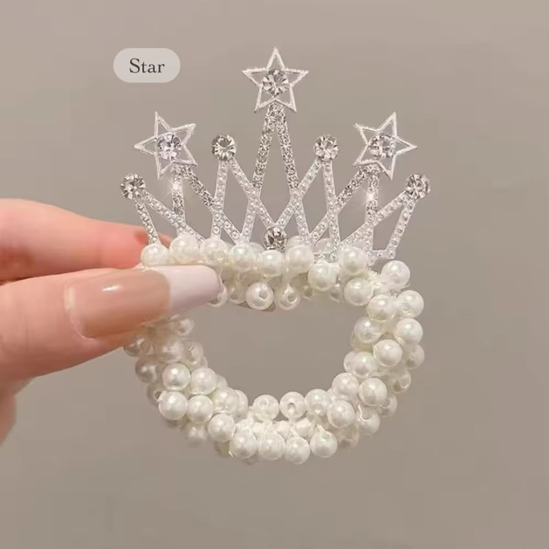 ティアラ⭐︎ キラキラティアラパールヘアゴム(1161) | こどもふく🧸mocokids