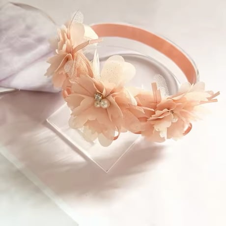 white/pink ベビーヘッドフラワーアクセサリー(1157)