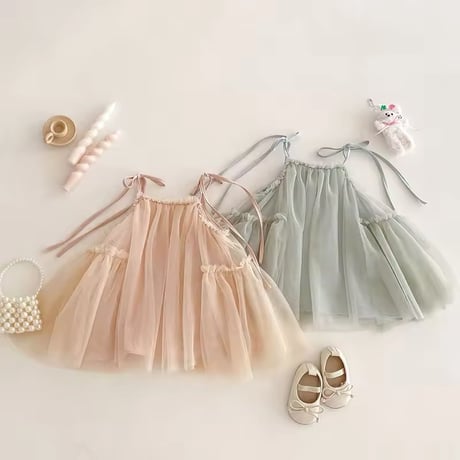 beige pink / light green サイドギャザーキャミワンピース(924)