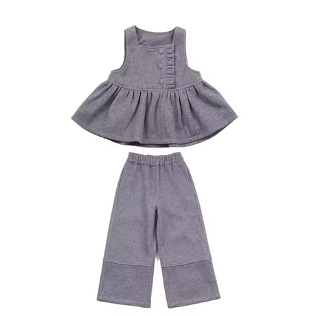 kids ベストチュニック×ワイドレッグパンツコーデ(807)
