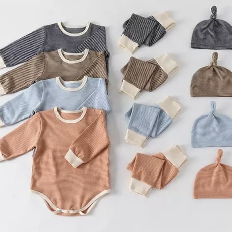 即納◆6color ストライプコットン3点セット(946)