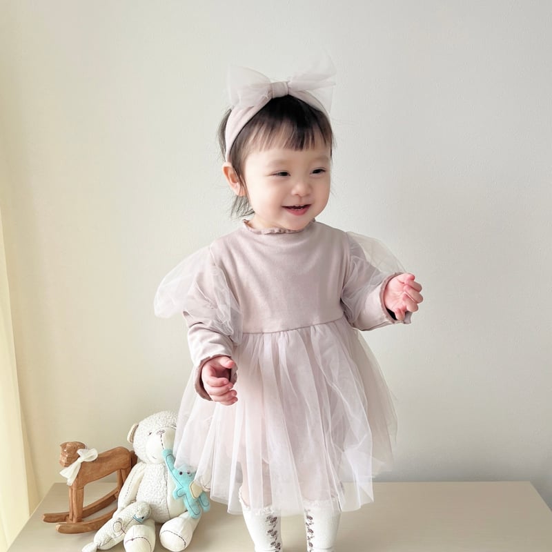 ヘアバンド付きパフチュールメローロンパース(1503) | こどもふく