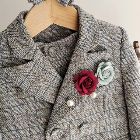 camel/gray ツイードジャケットフォーマルスーツ(989)