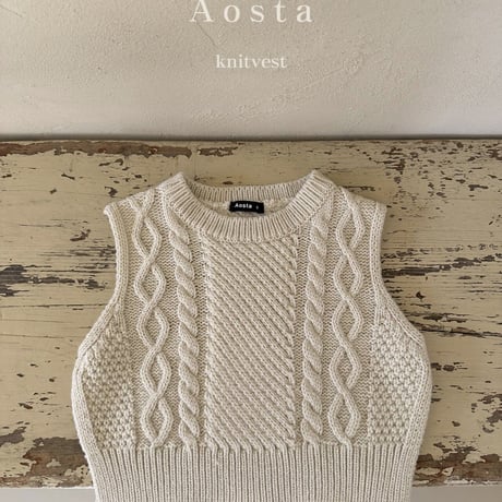 即納【Aosta】knit vest (a18）