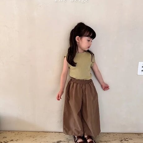 即納【The Beige】linen long skirt pants(2756)