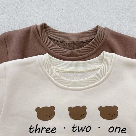 2color 裏起毛くまthreeロンパース(1917)